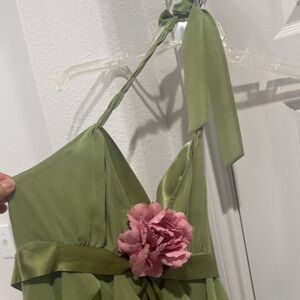 Eliza J Green Halter Dress with Pink Floral Detail